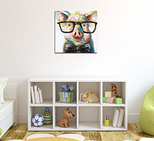 Fokenzary Hand Painted Cute Pig with Glasses Pop Wall Art Canvas Painting Framed Ready to Hang steampunk buy now online Fokenzary Hand Painted Cute Pig with Glasses Pop Wall Art Canvas Painting Framed Ready to Hang steampunk buy now online