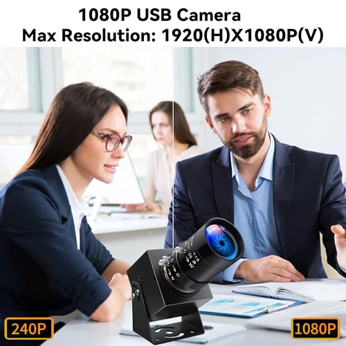 Image of High Speed USB Camera 1080P@30fps 720P@60fps 480P@120fps 10X Manual Zoom Lens, UVC Plug and Play Security Webcam for Lightburn, Laser Engraving,3D Printer Compatible with Windows Linux Mac OS