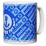 Fördeblau Kaffee-Tasse maritim aus Keramik | Becher bedruckt mit Norddeutschem Gruß 'Moin' und Anker | maritime Tasse mit Spruch ‚Kaffee tut Not‘ | Blau/Weiß | Spülmaschinen-geeignet
