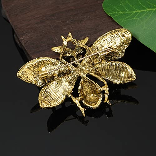 Image of Rhinestone Bee Brooch Vintage Fly Insect Corsage Crystal Moth Brooch Pin