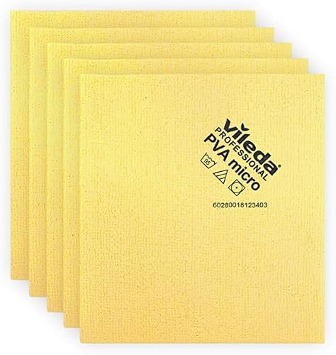 Vileda Professional | PVA Microfiber Cloth Yellow | All Purpose Cleaning Shammy | Shiny Streak Free Results | Synthetic Chamois Towel | Smooth & Absorbent Materials |Yellow 100 ct