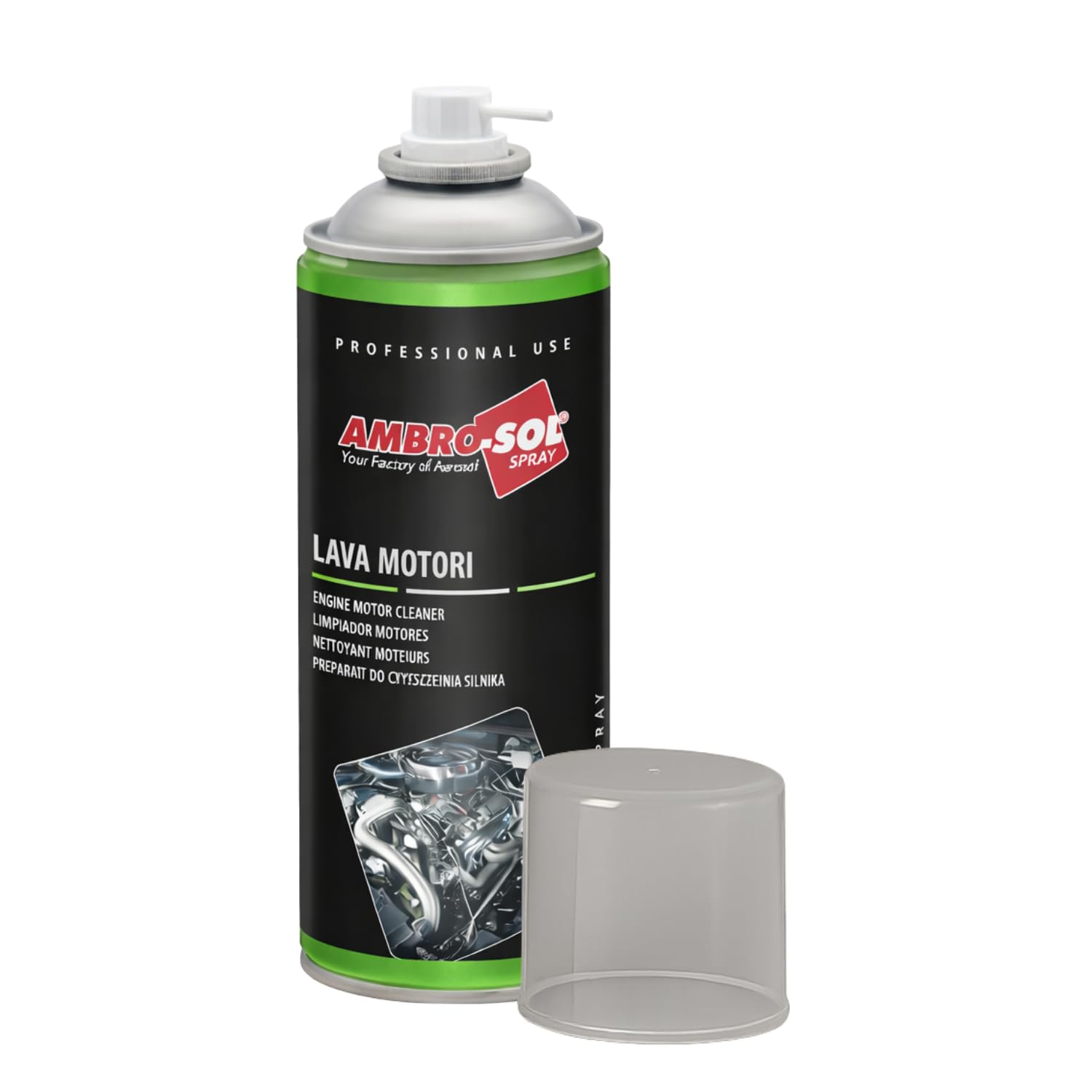 Bomboletta Lava Motori, Capacità 400 ml, Spray Detergente per pulizia esterna di motori e parti meccaniche, Scioglie grassi e rimuove catrame e asfalto, Prodotto Made in Italy -473F -0,52