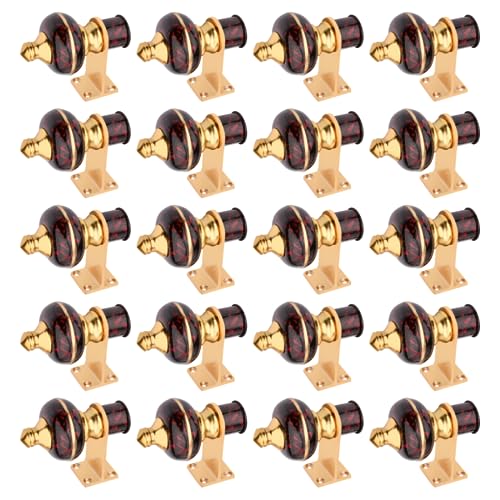 Image of Stylish Curtain Hooks /Curtain Knobs /Rod Rail Bracket for Home Black Cherry Marble Finish (20P, Black Cherry Marble Gold)