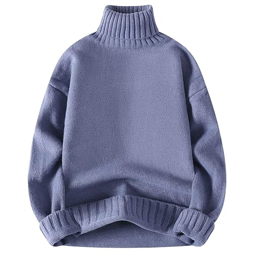 Men's High Neck Sweater Long Sleeve Warm Knit Turtleneck Pullover Tops Casual Solid Ribbed Knitted Jumper Sweaters