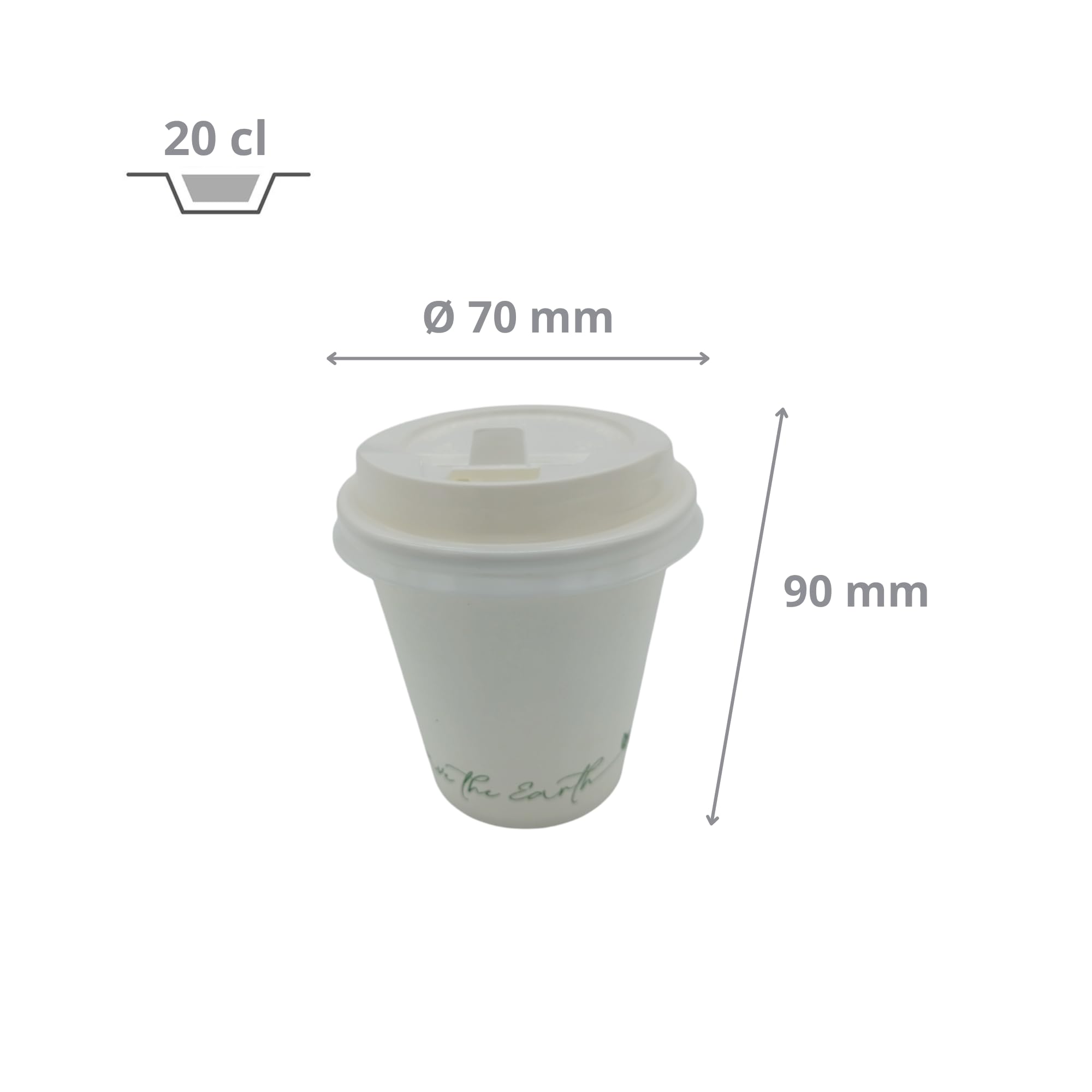Générique 1000 Gobelets 20 cl (7 oz) en Carton Blanc avec Couvercles en Plastique – Tasses Jetables avec Couvercles Hermétiques et Résistants pour Boissons Chaudes et Froides