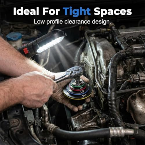 Image of Ultra-Low Profile Impact Socket Adapter Set 4-Piece, Stubby Drive Ratchet Adapter Kit for Tight Spaces, Magnetic Drive Ratchet Adapter, 1 /4 inch to 3 /8 inch, 3 /8 inch to 1 /2 inch, 1 /2 inch to 3 /4 inch, 3 /4 inch to 1 inch (B-2PC)