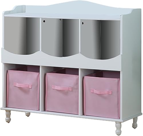 Miniatura 3 de King's Brand - Armario de almacenamiento con 6 compartimentos, color blanco