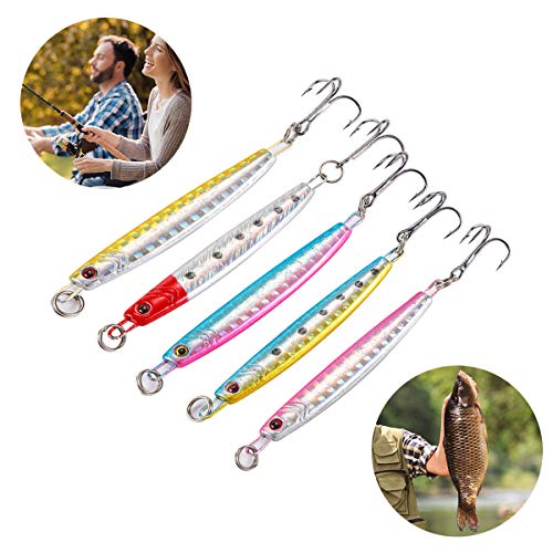 TUXIBIN 5 stks harde metalen Vissen Lokt Aas Vislepels Zinken Metalen Lepels Pailletten Aas Metalen Bas Harde Lepel Aas Jig Lokken Kunstmatige Haak Lokt Pak 12g* 5 stks TXB5-5 - Image 6