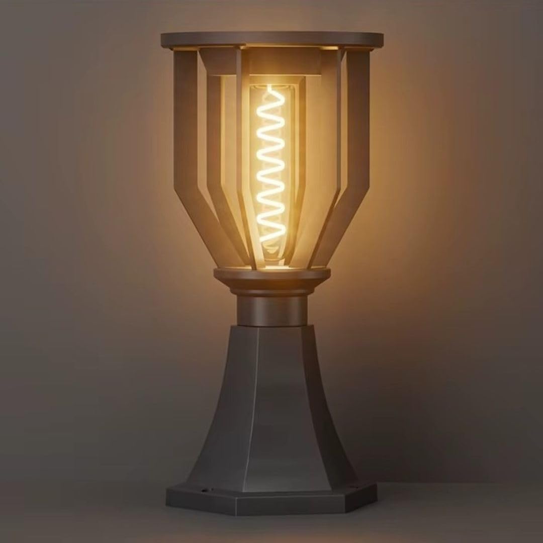 kh Outdoor Solar Lamp Post Waterproof, 2200K Warm Light Decorative Pillar Lantern, Vintage Black Solar Powered Post Light for Garden, Yard, Gate, Patio & Pathway