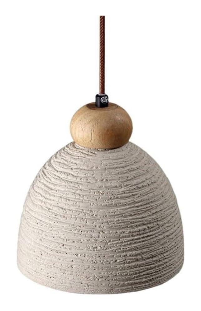 LYMSXAZOU Ceiling Chandelier Lamp, Modern Light Fixture Cement Lampshade Pendant Industrial Style Hanging Fixtures Japanese Unique Design Wood Lighting for Indoor Restaur