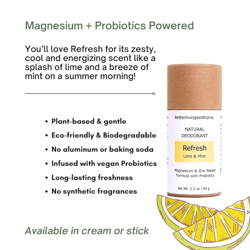 Image of Natural Deodorant Stick - 64 gm | Probiotics + Magnesium | Deodorant for Men & Women | Natural formula and Chemical free| Good for all skin types | Essential Oils Scented (Lime & Mint)