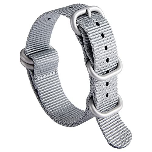 Image of BINLUN Premium Ballistic Nylon Watch Strap, Heavy Duty 5-Ring Replacement Watch Band with Stainless Steel Buckle, Durable & Comfortable Sport Band for Men Women, Fits 18-24mm