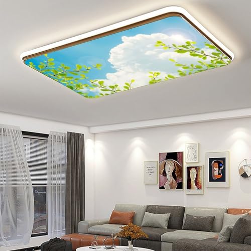 Image of 2pcs Young Leaves Fluorescent Light Coversfor Ceiling Lights Classroom, Magnetic Light Filters for Office, Hospitals, Home 4 X 2 Feet