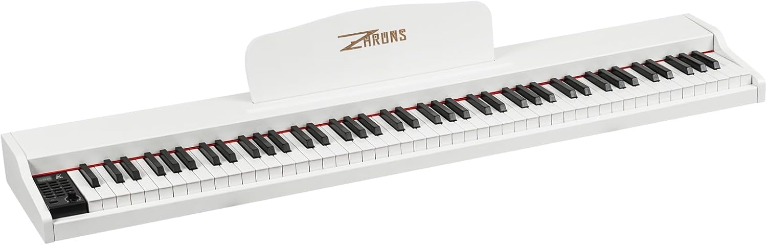 ZHRUNS Digital Piano 88 Key Weighted, Full Size Electric Keyboard Piano for Beginners, Portable Piano Keyboard with Sheet Music Stand, Sustain Pedal, Power Adapter, White (Keyboard Only)