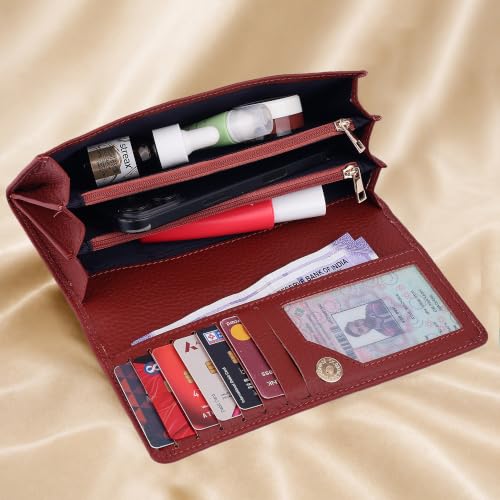 Image of Steve Jhonson Leather Wallet for Women - Mini Hand Purse with Card Holder - Women Stylish Clutch Purse - Cute Mini Ladies Wallet for Daily Use - Fancy Ladies Purse with Slim Design (Maroon Softy)
