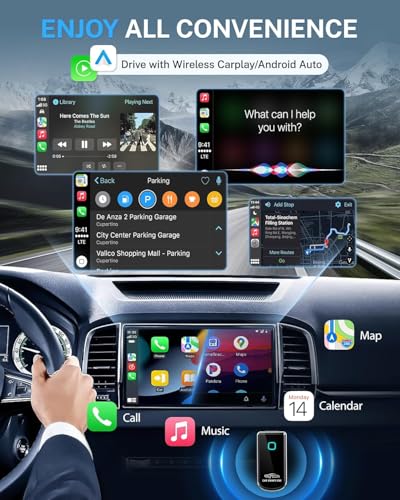Image of BIGASUO 2026 Upgraded Mini Wireless CarPlay & Android Auto Adapter, 2-in-1 CarPlay DonglePlug & Play Wireless CarPlay Adapter with USB /USB-C Port1496 (Black, B021)