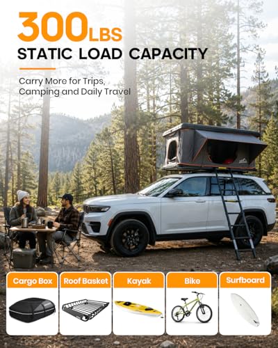 Image of 300lb Roof Rack Cross Bars Fit for 2021-2026 Jeep Grand Cherokee L 3-Row & 2022-2026 Jeep Grand Cherokee 2-Row, No-Drill All-Aluminum Crossbars for Roof Box, Kayak, Bike, Cargo & Accessories