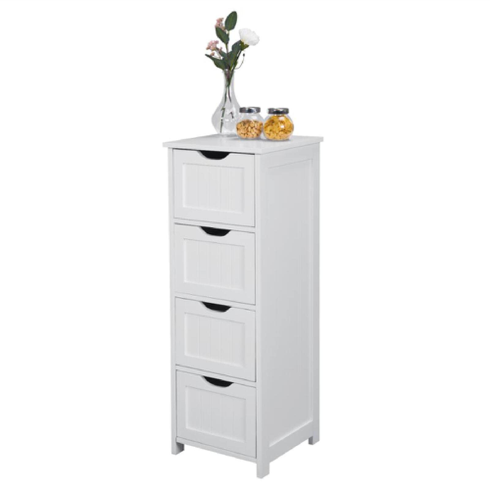 Armadietto da bagno con 4 cassetti per riporre e organizzare il bagno, design a pavimento, costruzione durevole, gestione efficiente dello spazio