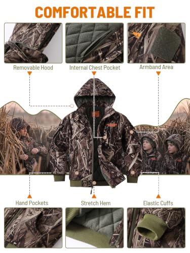 Image of NEW VIEW Kids Camo Hunting Clothes Silent, Youth Hunting Jacket for Cold Winter, Camouflage Hunting Coat for Boys & Girls