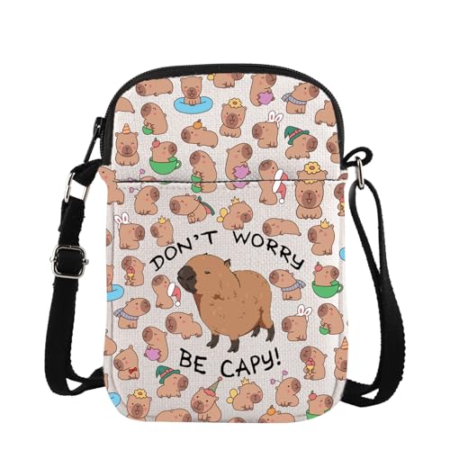 TSOTMO Capybaras Bag Animals Theme Gift Funny Don’t Worry Be Capy Crossbody Bag Animal Parody Gift Capybaras Lover Gift