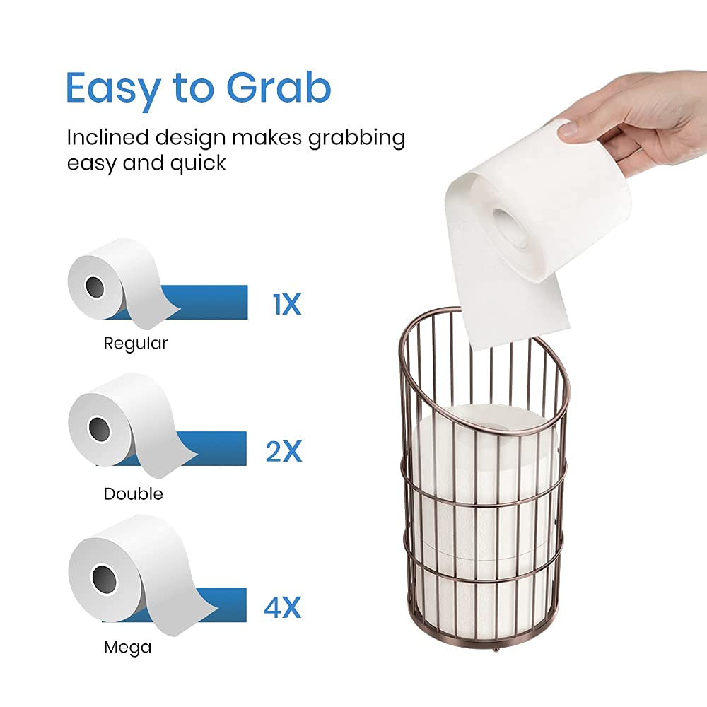 Snapklik.com : Toilet Paper Storage Holder Stand For Spare Bathroom Tissue Mega Rolls-Bronze