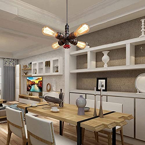 Lampe suspendue rétro Steampunk en métal antique avec 4 lumières E27 pour style industriel