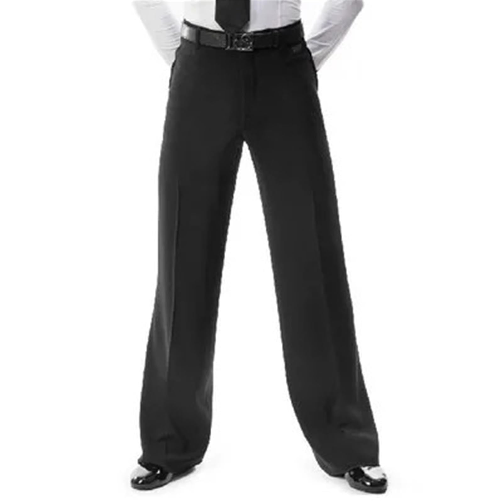 Pantalone Uomo per Danza Latino Pantaloni da Ballo Jazz/Latino da Uomo, Neri, da Uomo, for Sala da Ballo, Abbigliamento da Ballo for Prove/esibizioni(Black Belt Section,Waist 97CM)