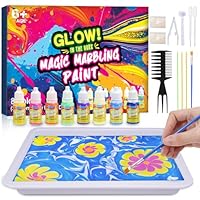 Glow Water Marbling Paint for Kids, Arts and Crafts for Kids Age 6-12, Gifts Toys for 6 7 8 9 10 11 12 Year Old Girls Boys, Crafts for Kid Age 6-12 Birthday Gifts Ideas (Marbling Paint Blue)