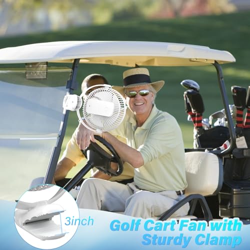 Image of 12000mAh Clip on Fan 30H Longest Runtime, 8in Portable Fan Rechargeable, Ultra Quiet with Heavy-Duty Clamp, USB Desk Fans for Golf Cart,Office Desk, Treadmill, Camping, Bedroom
