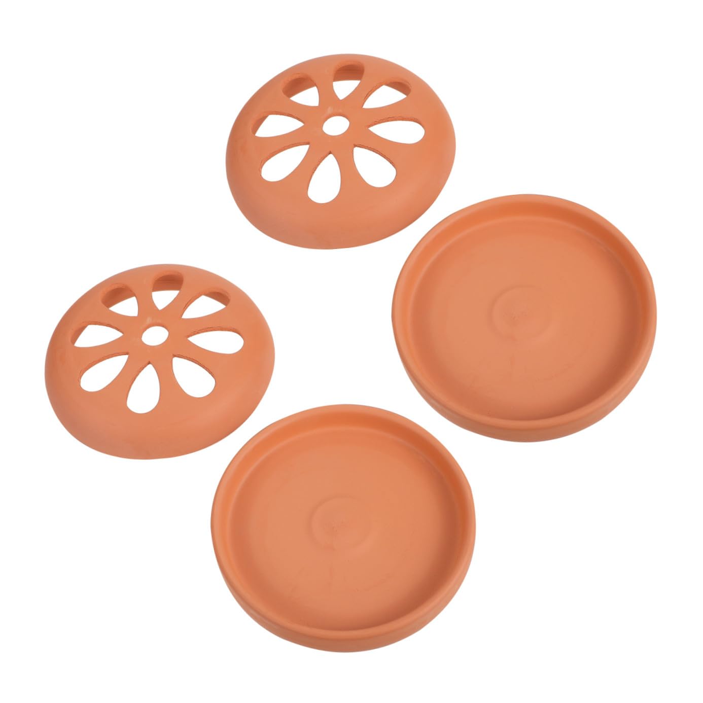 OUNONA Porta Zampirone Terracotta 2 Pezzi Coperchio Traforato, Bruciatore Incenso in Terracotta dal Design Semplice e Retro, per Casa e Patio, Facile da Pulire e Lunga Durata