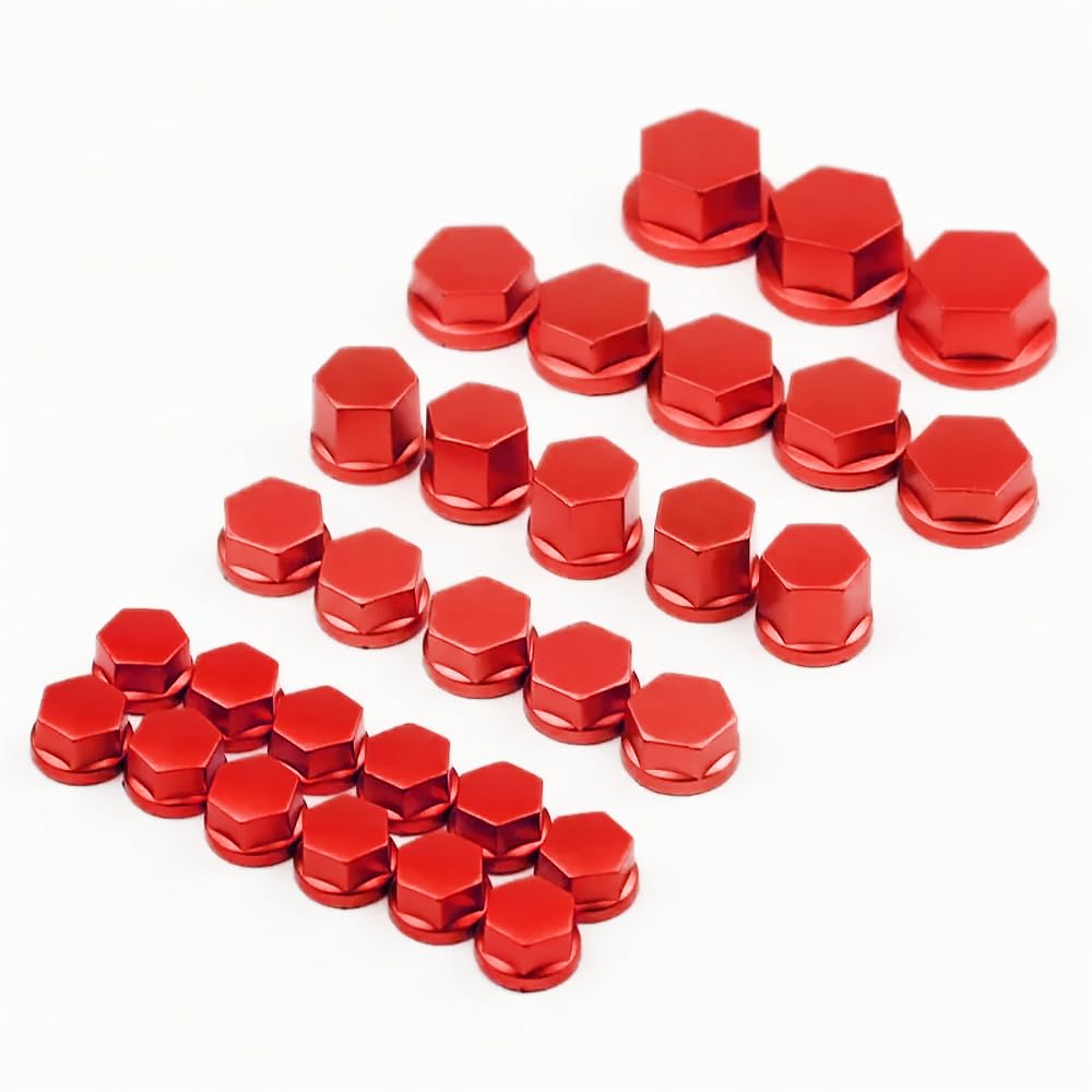 WENINETIES 30pcs Motorcycle Modification Screw Cap Decoration for honda gl1800 gold flügel goldwing 2003 f6b 2017 2011-2016, Motorcycle Bolt Covers, Prevent Rust Oxidation,Red
