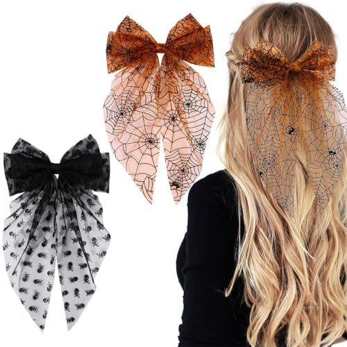 DOKRIN Costume fasce per capelli adulti,2 pezzi di fiocco in rete di Halloween, fermaglio per capelli, per feste, travestimenti, fermaglio laterale