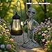 TB TIBAG Alien Garden Outdoor Statue, Alien Stand on The Moon with Solar Light for Outdoor Decoration, Alien Garden Figurine & Statue for Front Porch Patio Yard Lawn Decor, Alien Gifts for Women Man