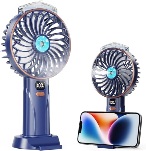 Ventilador Pulverizador de Mano, Mini Ventiladores de USB Recargable, 5 Velocidades con Pantalla...