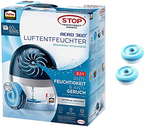 Deumidificatore Pattex AERO 360° - Con 1 Ricarica 450g, Per Stanze Fino A 20 M², Silenzioso