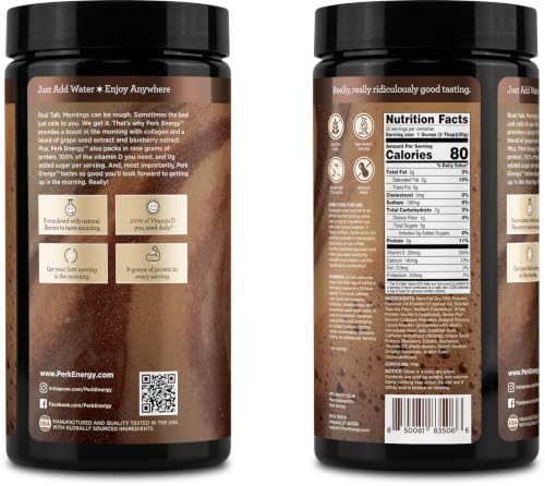 Image of Perk Energy Drink Mix (Brown Sugar Latte) 20 Servings, Gluten-Free | Caffeinated Healthy Coffee Alternative with Protein, 100mg of Caffeine, Soy-Free, Peanut-Free