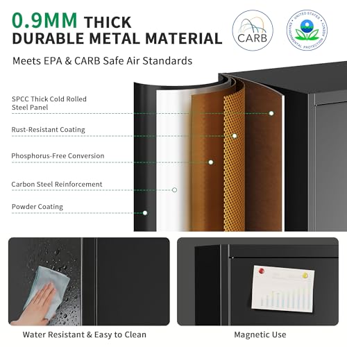 Metal Storage Cabinet with Locking Doors, 71" Tall Steel Locker Organizer with Adjustable Shelves, Garage Utility Cabinet for Home, Office, Shop, and School - Image 5