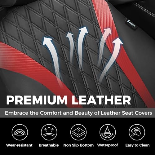 Image of FLORICH Car Seat Covers Full Set, Leather Seat Covers for Cars, Car Seat Protector Waterproof Breathable, Universal Automotive Seat Covers, Front and Rear Car Seat Cover Fit for Most Cars SUV Truck