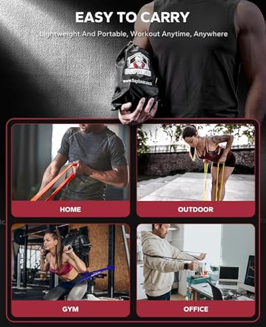 HAPBEAR Pull Up Assistance Bands Set of 5 - Resistance Bands for Working Out, Stretching, Physical Therapy, Muscle Training