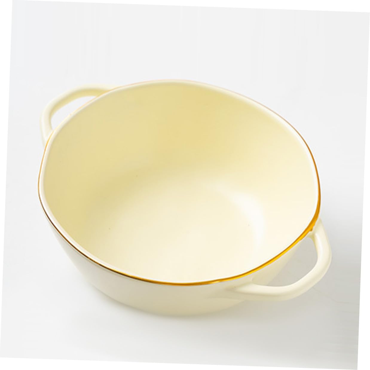 BESPORTBLE Tazón de Cerámica para Horno Doble Asa, Resistente a Altas Temperaturas, Color Beige Claro, para Sopa y Ensalada, Uso Doméstico y Restaurante, Fuente para Servir Versátil