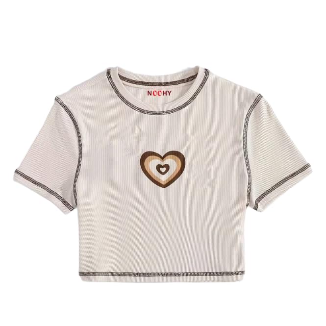 NooHyHeart Printed Round Collar Half Sleeve Crop Top/T-Shirt Suitable for Women and Girls Formal, Casual, Office & Date