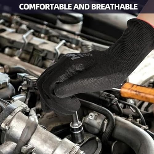 Image of Nylon Safety Hand Gloves For General Construction, Recycling, Agriculture, Handling Glass And Metal Sheet, Gardening- Black (5Pair)