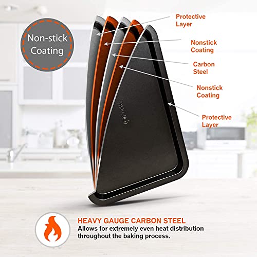 Baking Pan 8 Piece Set Nonstick Carbon Steel Gray Oven Safe Bakeware Kitchen Set, Cookie Sheet, 2 Round Cake Pans, Square Pan, Loaf Pan, Deep Dish Pan, Pizza Crisper, & 12 Cup Muffin Pan By Perlli #TOP2