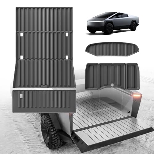 Tesla Cybertruck Floor Mats 3 Sets(Truck Bed Mat+Rear Lower Mat+Frunk Mat) - Custom-Fit TPE All-Weather Cargo Liners Anti-Slip Design for 2024+ Models Durable and Odorless Accessories