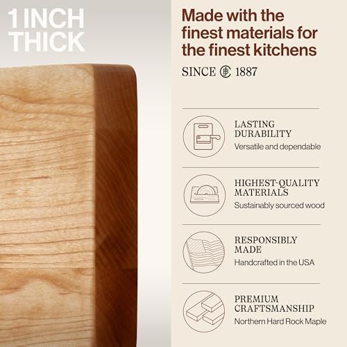 Image of John Boos Chop-N-Slice Series Rectangular Wooden Maple Cutting Board 10 inchx5 inch - 1 inch Thick, 1.4-lb Reversible Butcher Block with Eased Corners & Edge-Grain - Made in the USA | 1 inch Thick, 1.4-lb Reversible Butcher Block with Eased Corners & Edge-Grain - Made in USA