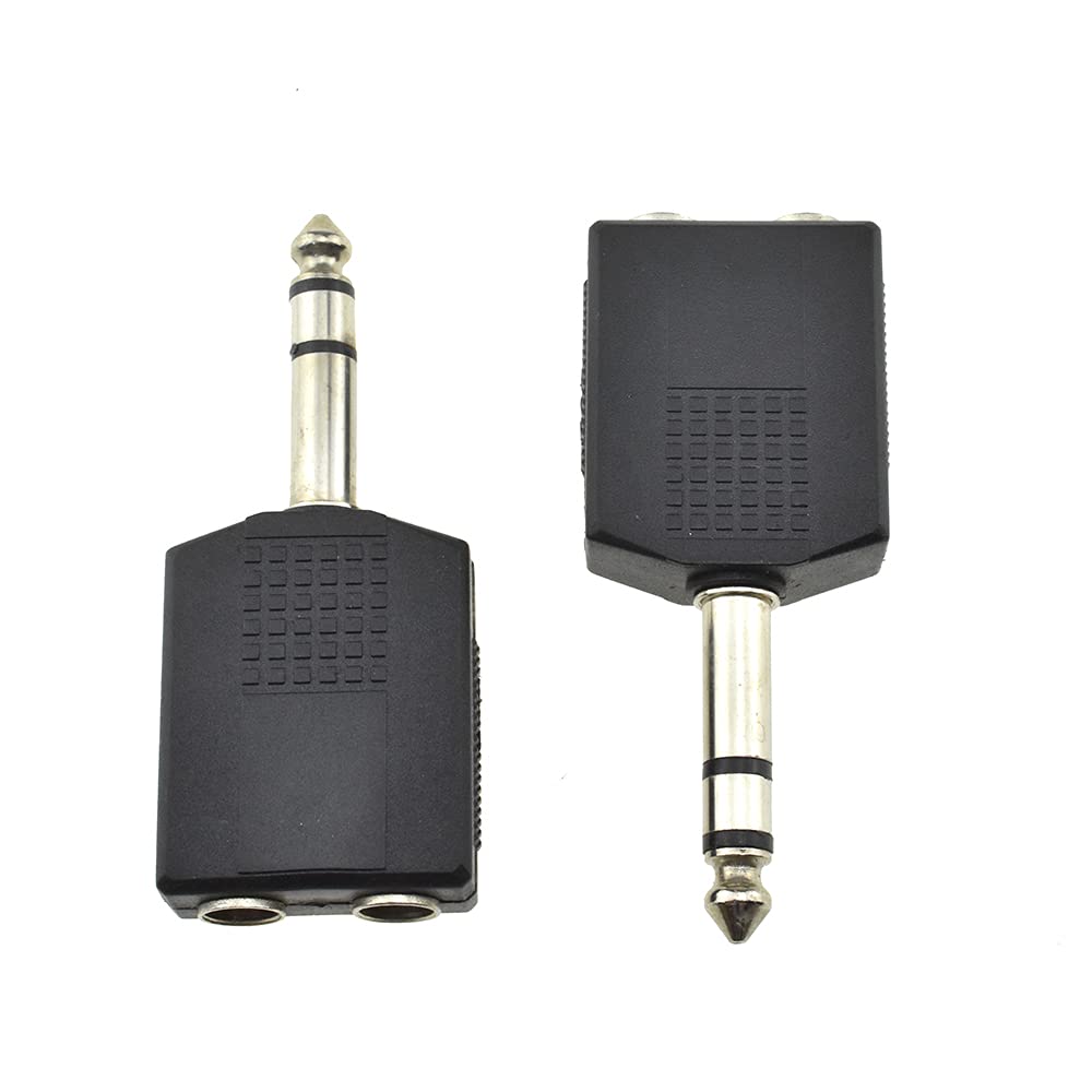 HAHIYO 6.35 M-2x6.35 F-TRS Stereo Plug Interconnect Audio One Male 6.35mm(1/4 inch) and Two Females 6.35mm(1/4Inch) Adapter Splitter Good Signal Sound