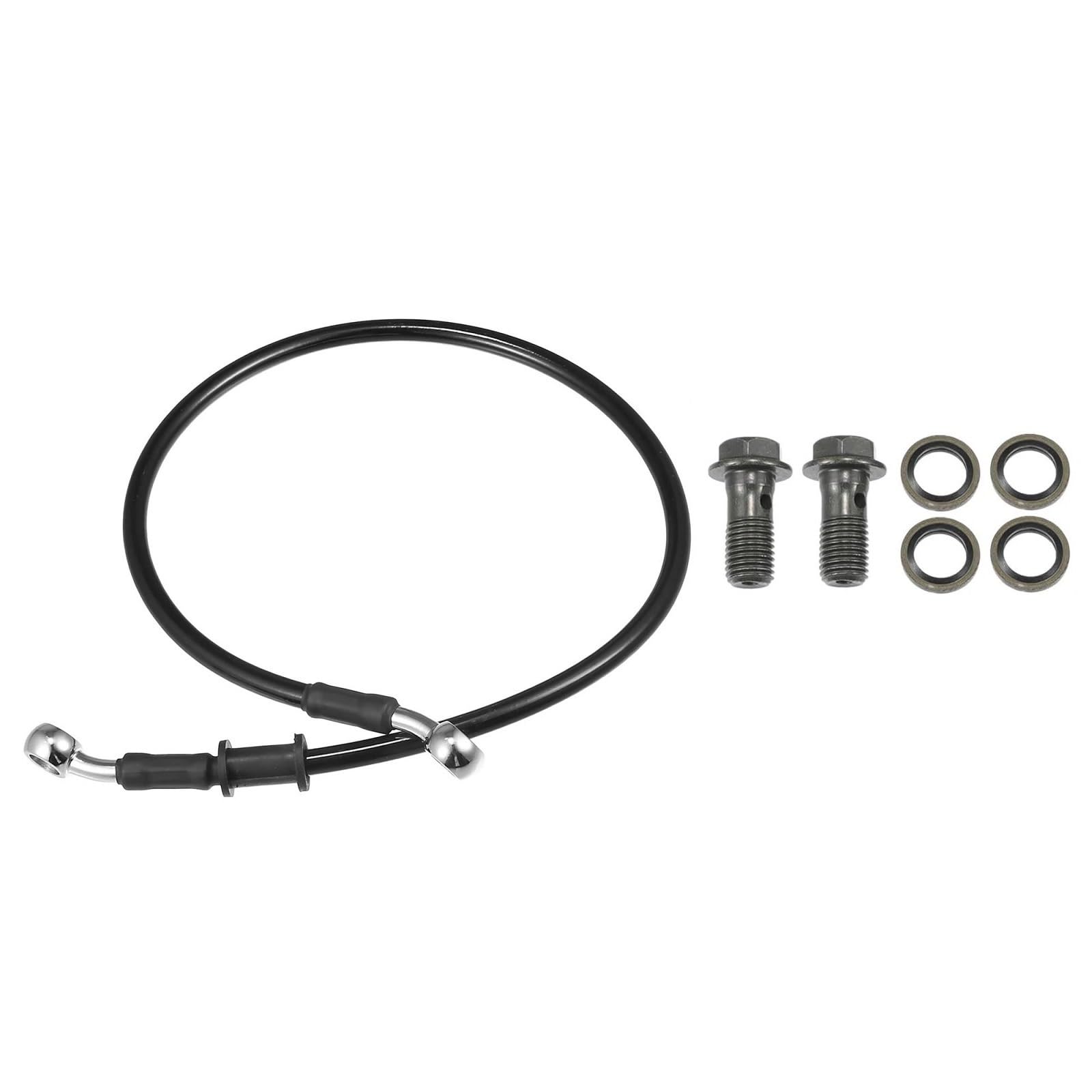 Ksxzw Black- Silver Motorbike Part Motorcycle Hydraulic Brake Oil Hose 60Cm 28 Degree Motorbike Accessories