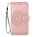 Produktbild Huawei Mate 10 Hülle, SONWO Premium Prägung Mandala PU Lederhülle Flip Brieftasche Hülle Cover Schale Ständer Etui Wallet Tasche Case Schutzhülle für Huawei Mate 10, Rosa