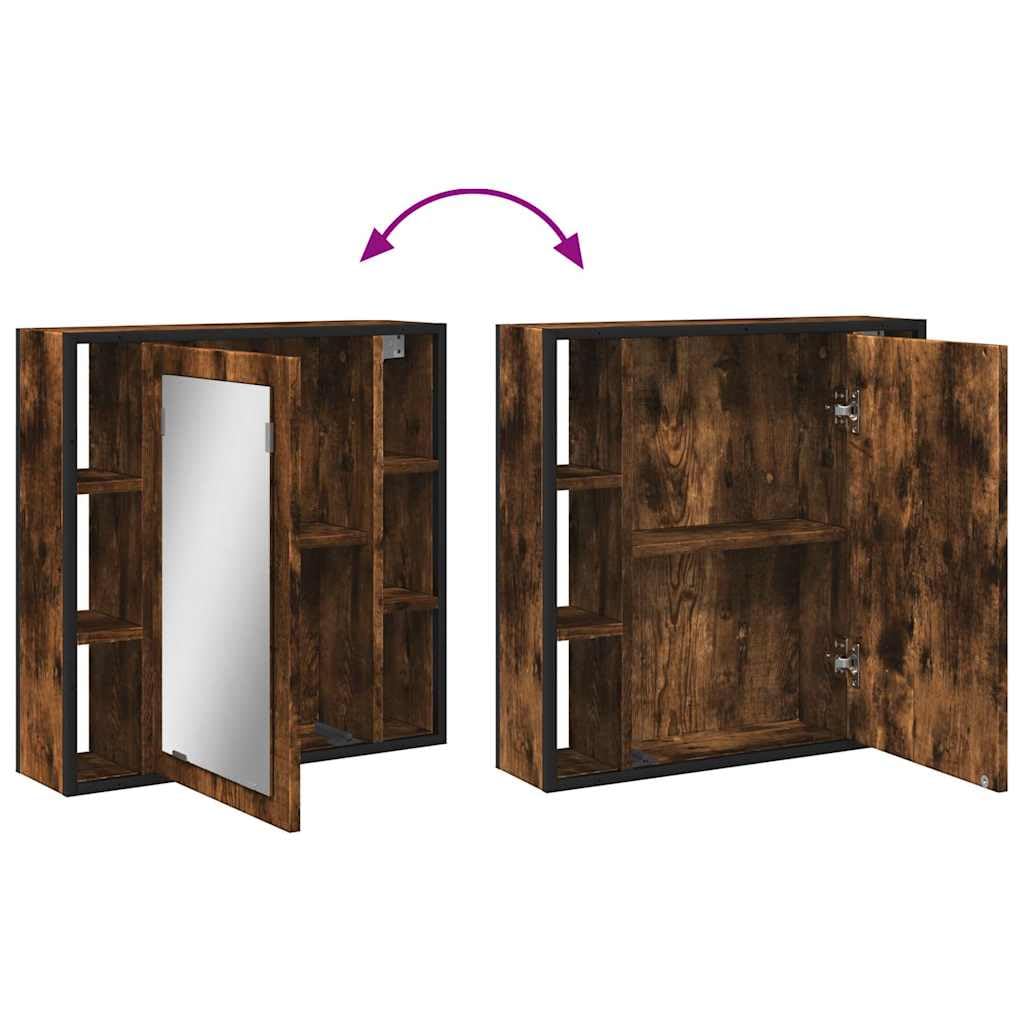 Générique Spiegelschrank für Badezimmer, Raucheiche, aus Holz, schlichtes Design mit Wandaufbewahrung für Toilettenartikel, klarer Spiegel, nicht verformt, für Make-up und Rasur
