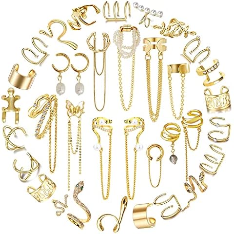 35 PCS Gold Silver Adjustable Ear Cuffs Earrings Cover